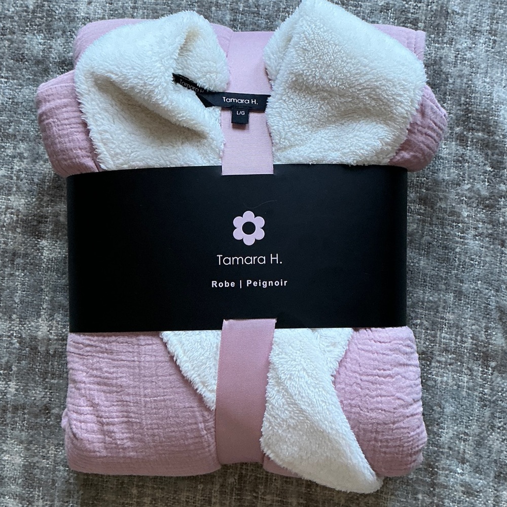 Tamara H. Pink and White Women's Robe